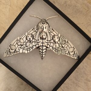 Gothic Silver Lunar Moth Hair Barrette